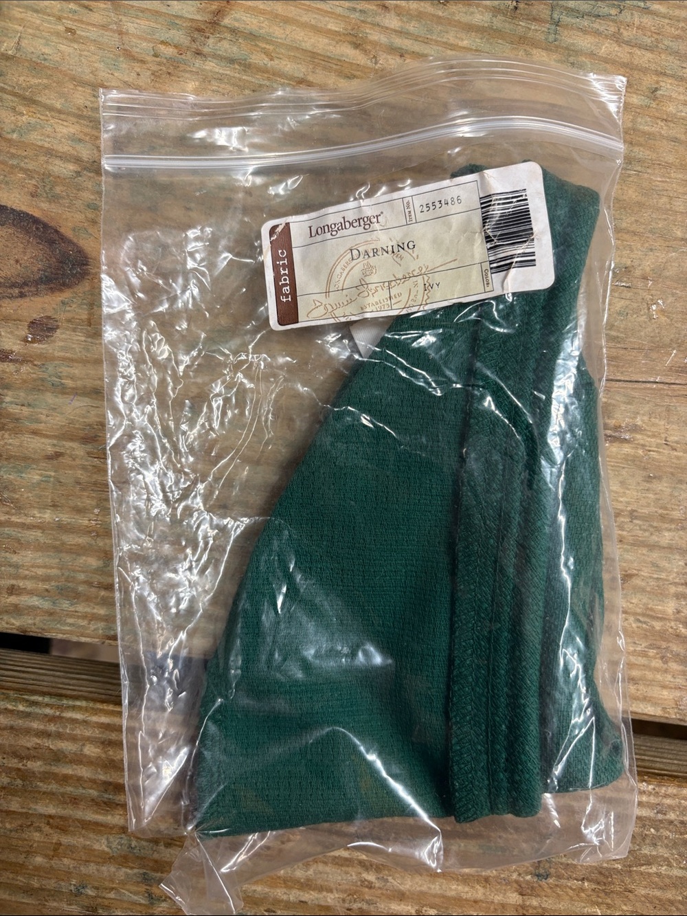 Longaberger Dark Green Fabric Darning Liner